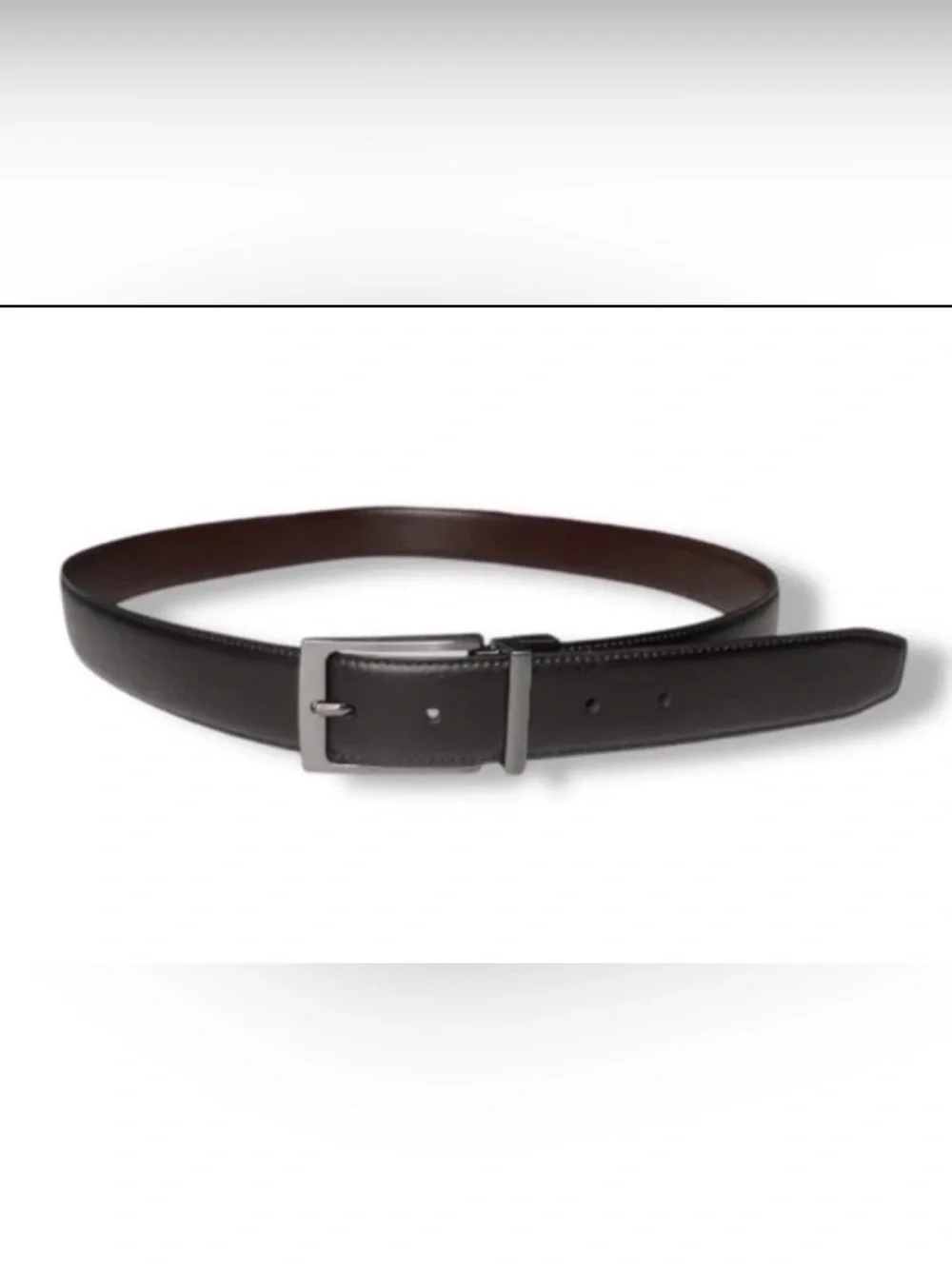 Nike Brown and Black Synthetic Leather Belt with Silver Buckle